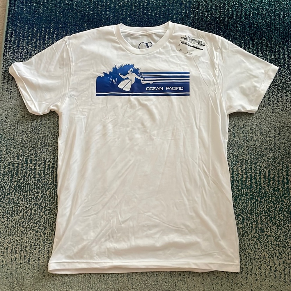 Ocean Pacific OP White Short Sleeve Tee Medium New